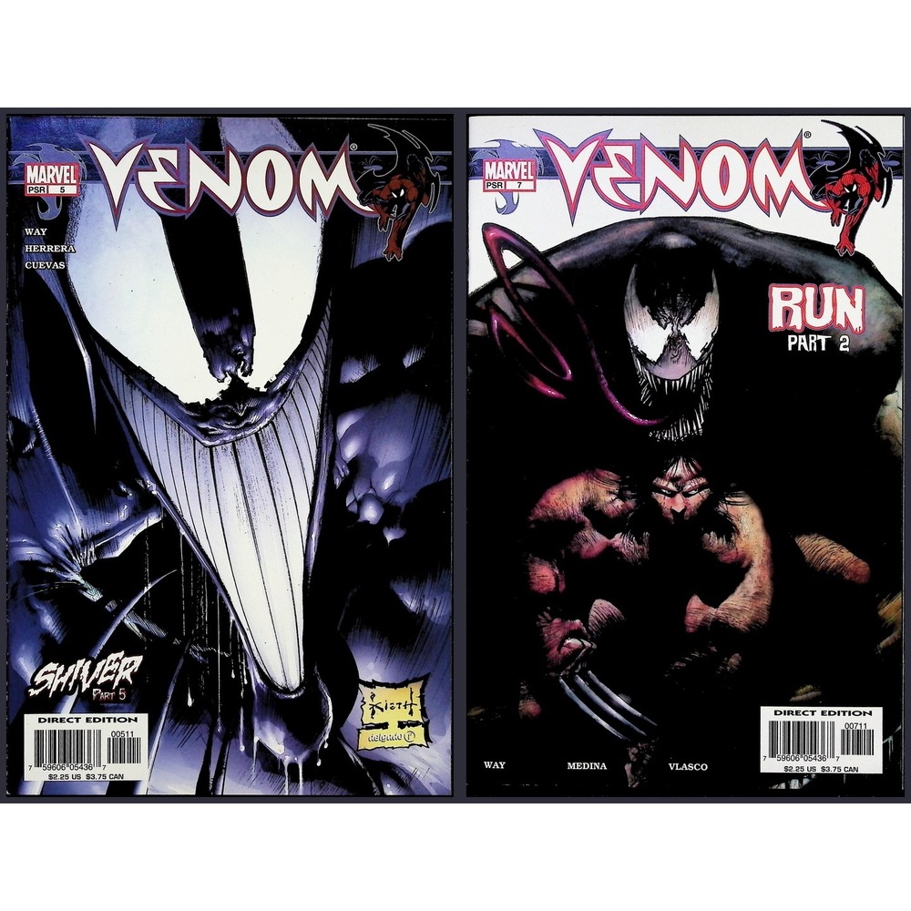 Venom 2X Comic Lot #5 7 Sam Kieth Covers Wolverine Shiver Run Part 2 Marvel